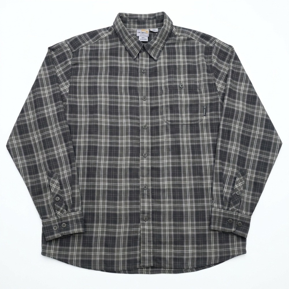 Merrell Mens Large Shirt Gray Plaid Opti-Wick UPF 20+ Long‎ Sleeve Button Up